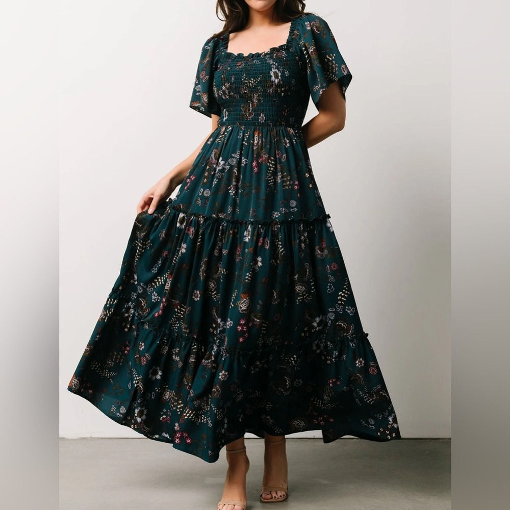 Baltic Born Southampton Smocked Maxi Dress Jade Blossom